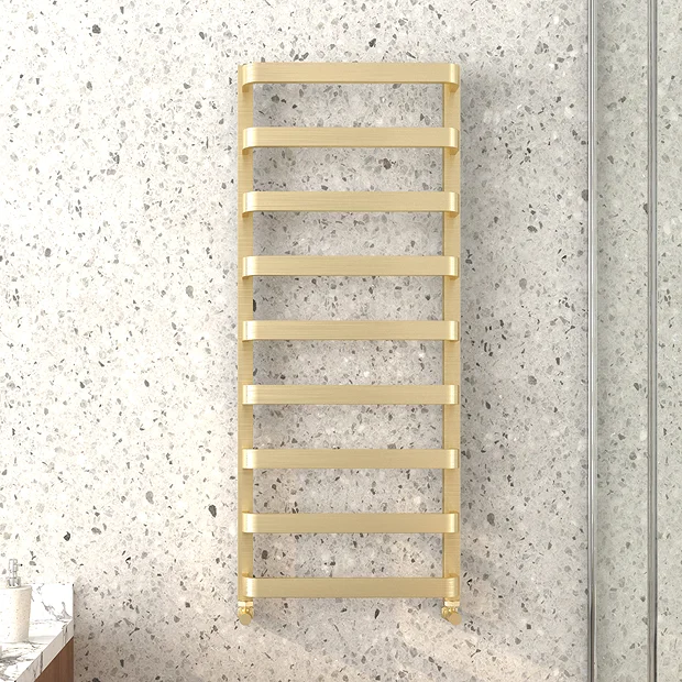 Venice Brushed Brass Designer Heated Towel Rail (500 X 1200mm) - Image 3