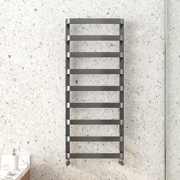 Venice Brushed Black Nickel Designer Heated Towel Rail (500 X 1200mm) - Image 3