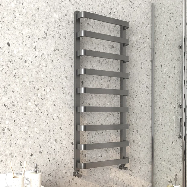 Venice Brushed Black Nickel Designer Heated Towel Rail (500 X 1200mm) - Image 2