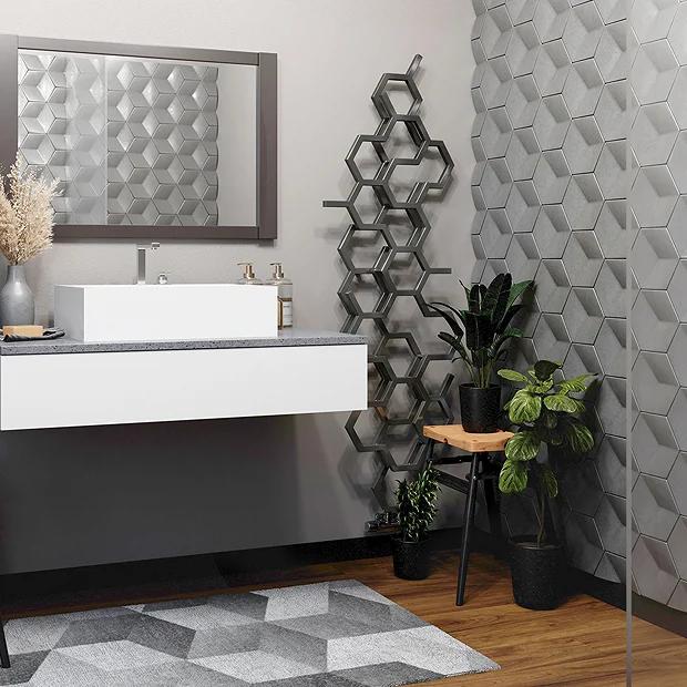 Terma Hex H1700 X W573mm Sparkling Grey Designer Radiator