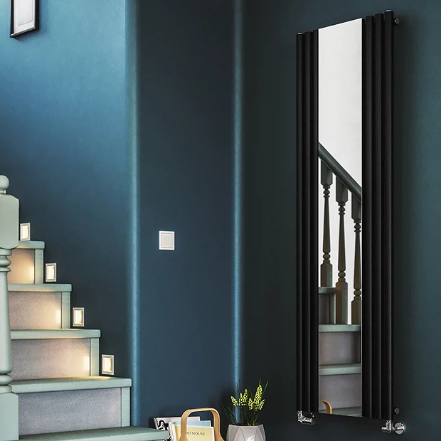 Terma Rolo Mirror H1800 X W590mm Heban Black Designer Radiator - Image 2