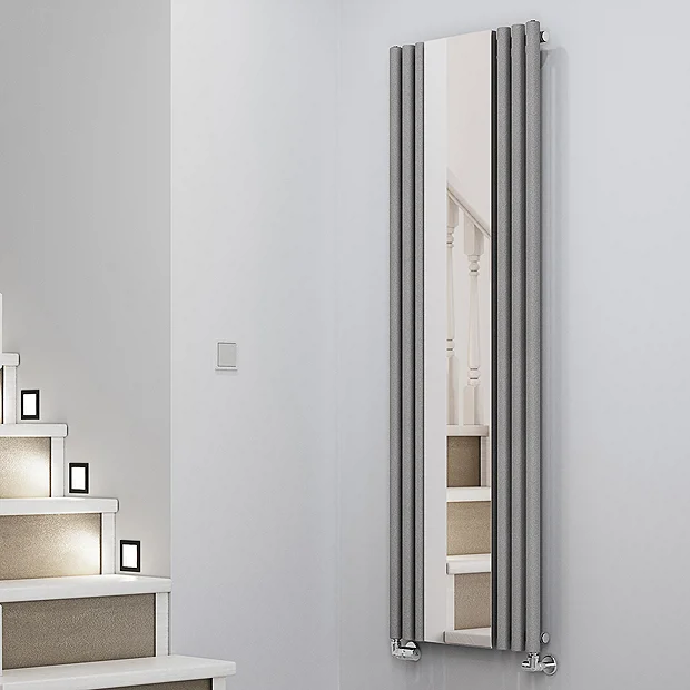 Terma Rolo Mirror H1800 X W590mm Salt & Pepper Designer Radiator - Image 2
